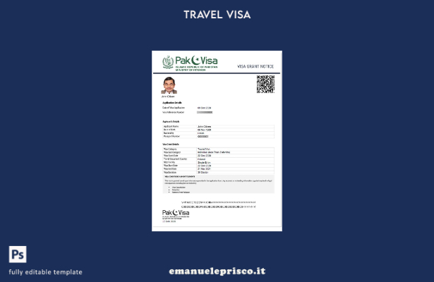 modello di visto elettronico per Pakistan in stile verificato